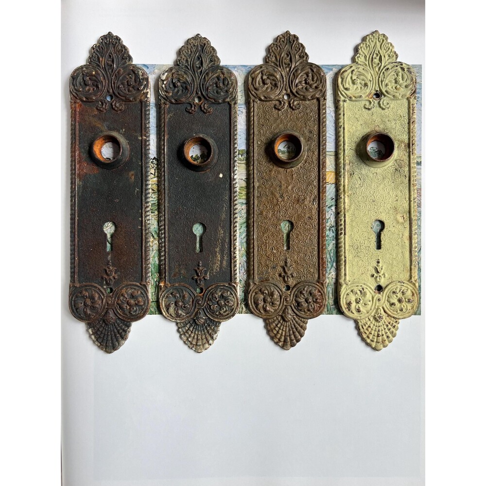 Antique Ornate Brass Door Handle Plate